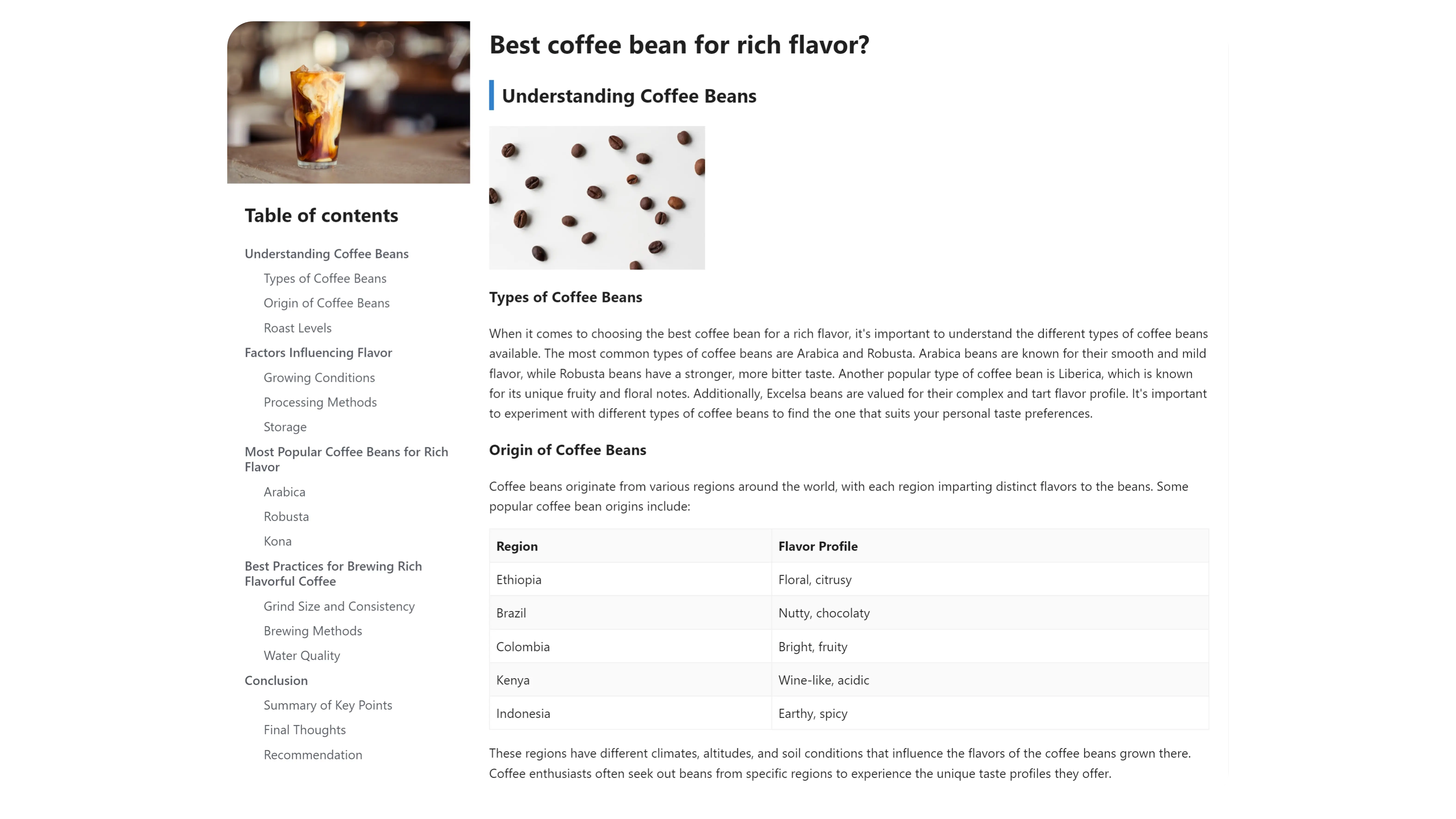 article with charts and images
